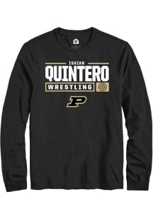 Isaiah Quintero  Purdue Boilermakers Black Rally NIL Stacked Box Long Sleeve T Shirt