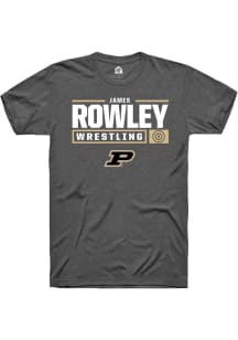 James Rowley  Purdue Boilermakers Dark Grey Rally NIL Stacked Box Short Sleeve T Shirt