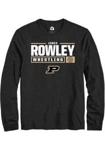 James Rowley  Purdue Boilermakers Black Rally NIL Stacked Box Long Sleeve T Shirt