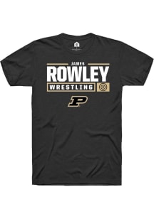 James Rowley  Purdue Boilermakers Black Rally NIL Stacked Box Short Sleeve T Shirt