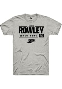 James Rowley  Purdue Boilermakers Ash Rally NIL Stacked Box Short Sleeve T Shirt