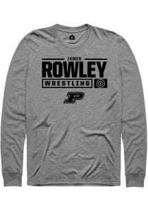 James Rowley  Purdue Boilermakers Graphite Rally NIL Stacked Box Long Sleeve T Shirt