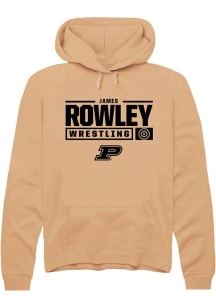 James Rowley  Rally Purdue Boilermakers Mens Gold NIL Stacked Box Long Sleeve Hoodie