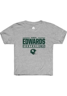 Samuel Edwards  Rally Michigan State Spartans Youth Grey NIL Stacked Box Short Sleeve T-Shirt