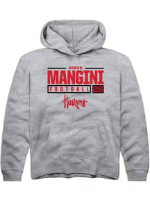Roman Mangini  Rally Nebraska Cornhuskers Youth Grey NIL Stacked Box Long Sleeve Hoodie