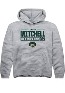 Austin Mitchell  Rally Ohio Bobcats Youth Grey NIL Stacked Box Long Sleeve Hoodie