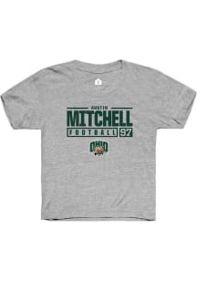 Austin Mitchell  Rally Ohio Bobcats Youth Grey NIL Stacked Box Short Sleeve T-Shirt