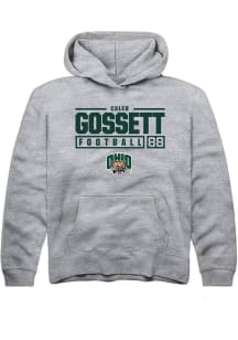 Caleb Gossett  Rally Ohio Bobcats Youth Grey NIL Stacked Box Long Sleeve Hoodie