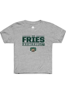 Jack Fries  Rally Ohio Bobcats Youth Grey NIL Stacked Box Short Sleeve T-Shirt
