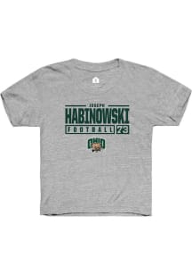 Joseph Habinowski  Rally Ohio Bobcats Youth Grey NIL Stacked Box Short Sleeve T-Shirt