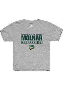 Michael Molnar  Rally Ohio Bobcats Youth Grey NIL Stacked Box Short Sleeve T-Shirt