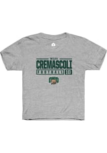 Miles Cremascoli  Rally Ohio Bobcats Youth Grey NIL Stacked Box Short Sleeve T-Shirt
