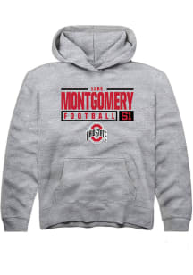 Luke Montgomery  Rally Ohio State Buckeyes Youth Grey NIL Stacked Box Long Sleeve Hoodie