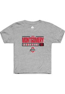 Luke Montgomery  Rally Ohio State Buckeyes Youth Grey NIL Stacked Box Short Sleeve T-Shirt