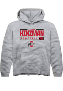 Carson Hinzman  Rally Ohio State Buckeyes Youth Grey NIL Stacked Box Long Sleeve Hoodie