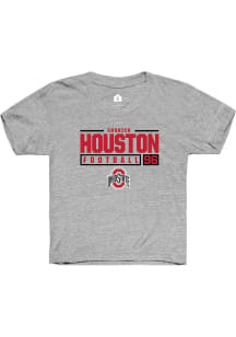 Eddrick Houston  Rally Ohio State Buckeyes Youth Grey NIL Stacked Box Short Sleeve T-Shirt