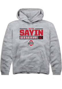 Julian Sayin  Rally Ohio State Buckeyes Youth Grey NIL Stacked Box Long Sleeve Hoodie