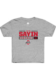 Julian Sayin  Rally Ohio State Buckeyes Youth Grey NIL Stacked Box Short Sleeve T-Shirt