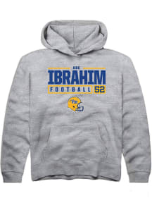 Abe Ibrahim  Rally Pitt Panthers Youth Grey NIL Stacked Box Long Sleeve Hoodie