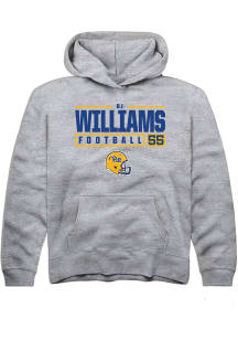 Bj Williams  Rally Pitt Panthers Youth Grey NIL Stacked Box Long Sleeve Hoodie