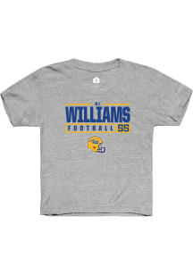 Bj Williams  Rally Pitt Panthers Youth Grey NIL Stacked Box Short Sleeve T-Shirt