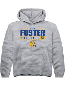 Drew Foster  Rally Pitt Panthers Youth Grey NIL Stacked Box Long Sleeve Hoodie