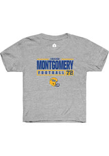 Isaiah  Montgomery  Rally Pitt Panthers Youth Grey NIL Stacked Box Short Sleeve T-Shirt