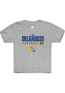 Luke DelGaudio  Rally Pitt Panthers Youth Grey NIL Stacked Box Short Sleeve T-Shirt