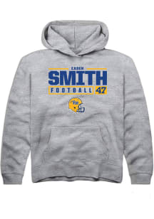 Caden Smith  Rally Pitt Panthers Youth Grey NIL Stacked Box Long Sleeve Hoodie