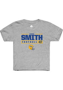 Caden Smith  Rally Pitt Panthers Youth Grey NIL Stacked Box Short Sleeve T-Shirt