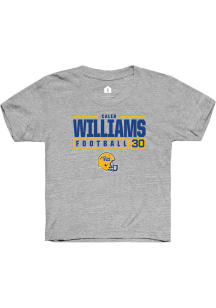 Caleb Williams  Rally Pitt Panthers Youth Grey NIL Stacked Box Short Sleeve T-Shirt