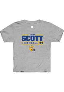 Jimmy Scott  Rally Pitt Panthers Youth Grey NIL Stacked Box Short Sleeve T-Shirt