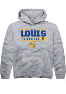 Kyle Louis  Rally Pitt Panthers Youth Grey NIL Stacked Box Long Sleeve Hoodie