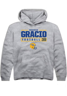 Maverick Gracio  Rally Pitt Panthers Youth Grey NIL Stacked Box Long Sleeve Hoodie