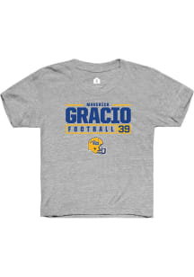 Maverick Gracio  Rally Pitt Panthers Youth Grey NIL Stacked Box Short Sleeve T-Shirt