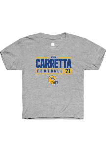 Ryan Carretta  Rally Pitt Panthers Youth Grey NIL Stacked Box Short Sleeve T-Shirt