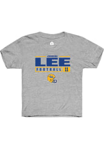 Censere Lee  Rally Pitt Panthers Youth Grey NIL Stacked Box Short Sleeve T-Shirt