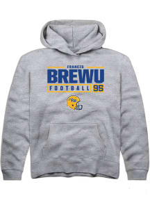 Francis Brewu  Rally Pitt Panthers Youth Grey NIL Stacked Box Long Sleeve Hoodie