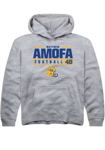 Matthew Amofa  Rally Pitt Panthers Youth Grey NIL Stacked Box Long Sleeve Hoodie