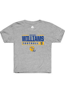 Raphael Williams  Rally Pitt Panthers Youth Grey NIL Stacked Box Short Sleeve T-Shirt
