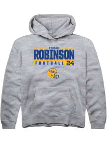 Tyreek Robinson  Rally Pitt Panthers Youth Grey NIL Stacked Box Long Sleeve Hoodie