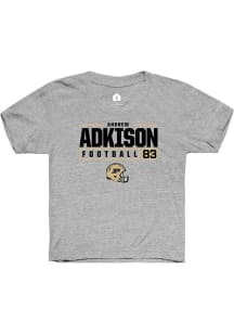 Andrew Adkison  Rally Purdue Boilermakers Youth Grey NIL Stacked Box Short Sleeve T-Shirt