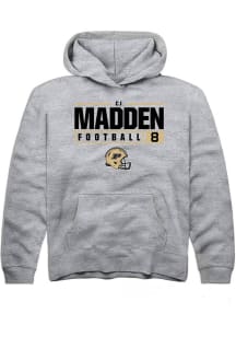Cj Madden  Rally Purdue Boilermakers Youth Grey NIL Stacked Box Long Sleeve Hoodie