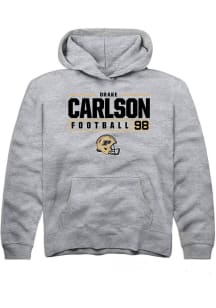 Drake Carlson  Rally Purdue Boilermakers Youth Grey NIL Stacked Box Long Sleeve Hoodie