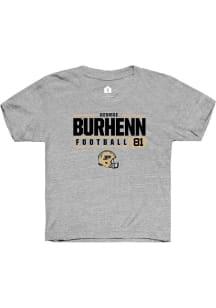 George Burhenn  Rally Purdue Boilermakers Youth Grey NIL Stacked Box Short Sleeve T-Shirt
