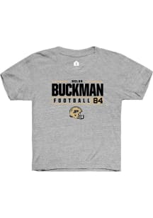 Nolan Buckman  Rally Purdue Boilermakers Youth Grey NIL Stacked Box Short Sleeve T-Shirt