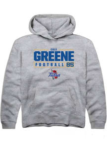 Cole Greene  Rally Tulsa Golden Hurricane Youth Grey NIL Stacked Box Long Sleeve Hoodie