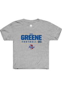 Cole Greene  Rally Tulsa Golden Hurricane Youth Grey NIL Stacked Box Short Sleeve T-Shirt