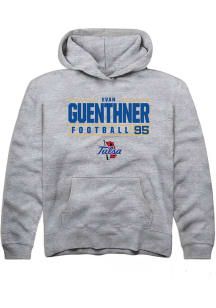 Evan Guenthner  Rally Tulsa Golden Hurricane Youth Grey NIL Stacked Box Long Sleeve Hoodie