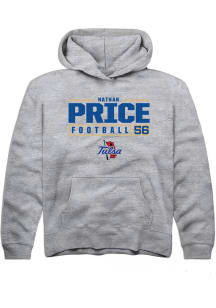 Nathan Price  Rally Tulsa Golden Hurricane Youth Grey NIL Stacked Box Long Sleeve Hoodie